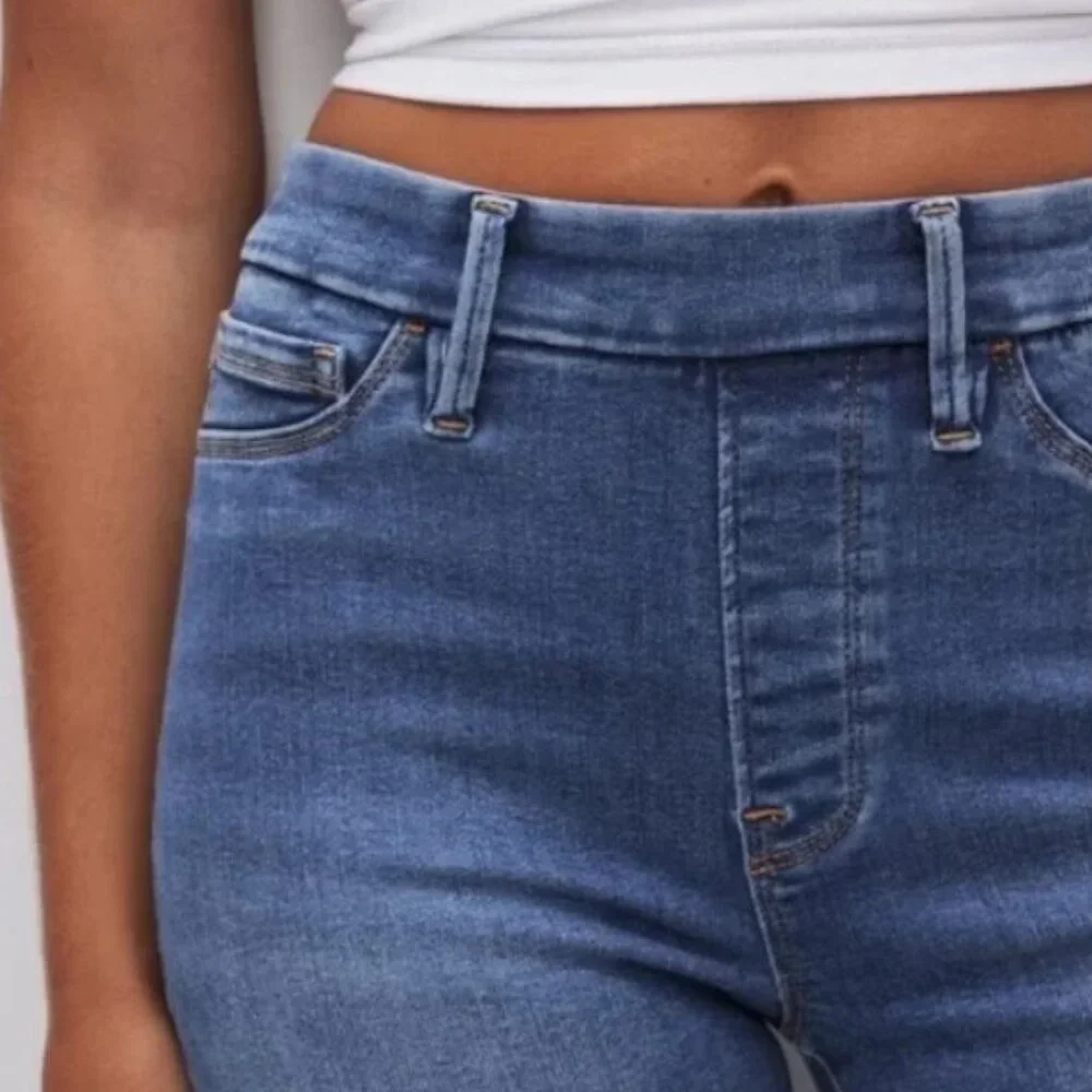 NWT Good American Power Stretch Pull-on Straight Jeans - Picture 5 of 9